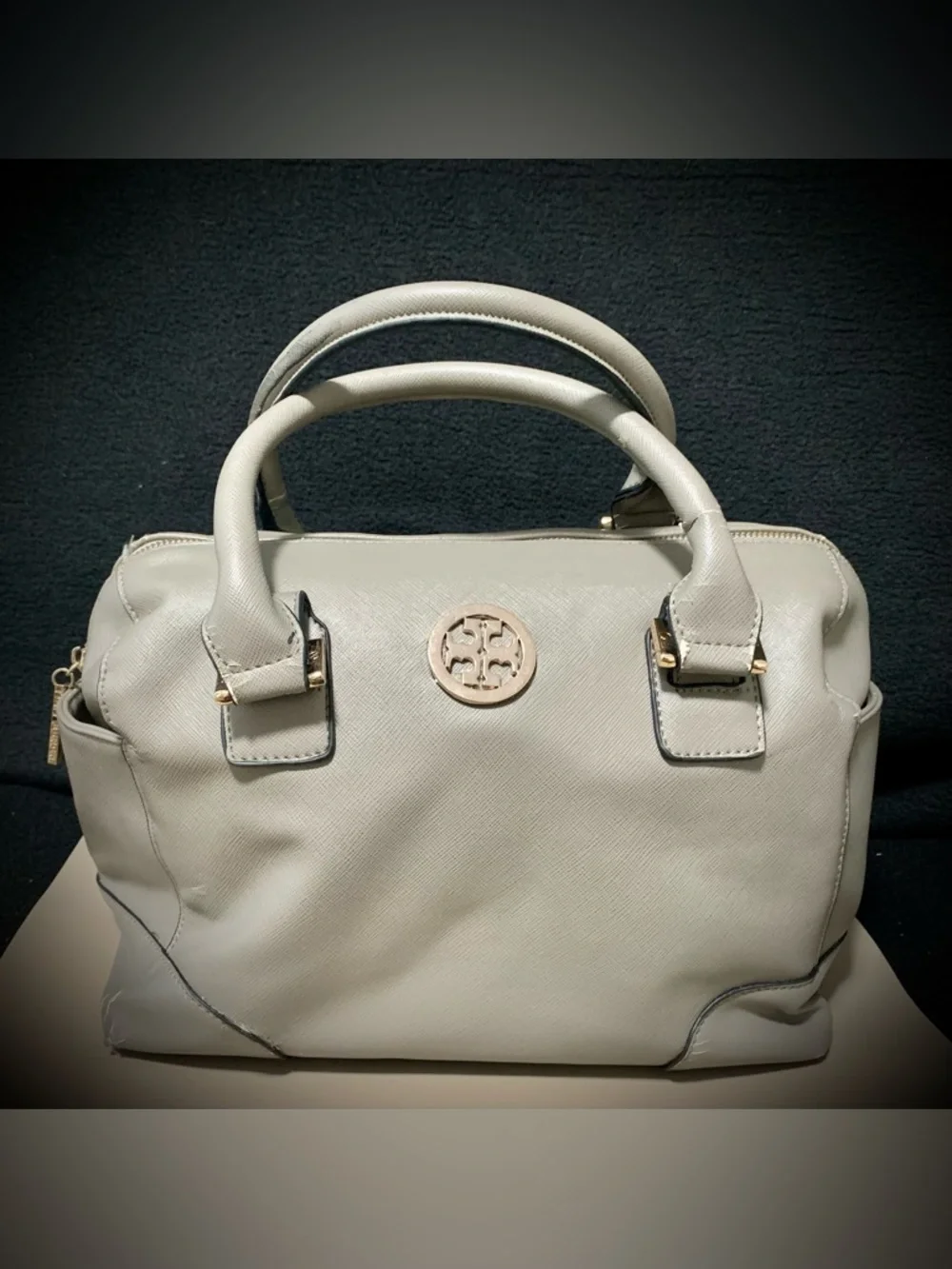 Tory Burch Gray Two-Handle Satchel Tote Purse